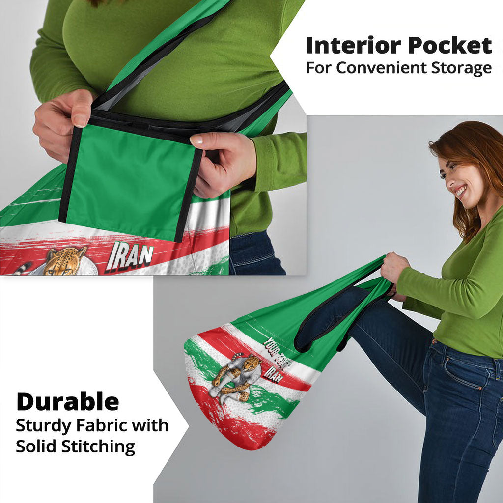 Personalized Iran Football Team Melli Grocery Bag Iranian Cheetah Patriotic Flag