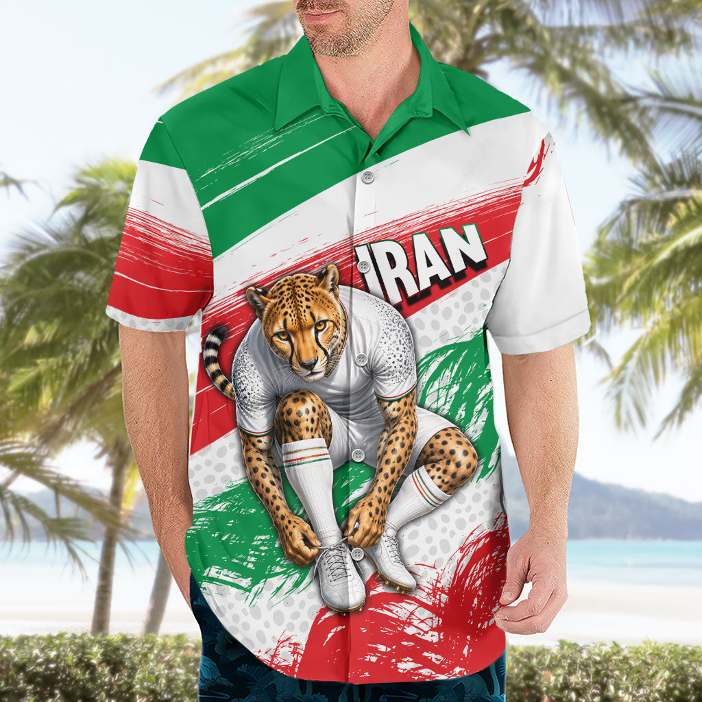 Personalized Iran Football Team Melli Hawaiian Shirt Iranian Cheetah Patriotic Flag