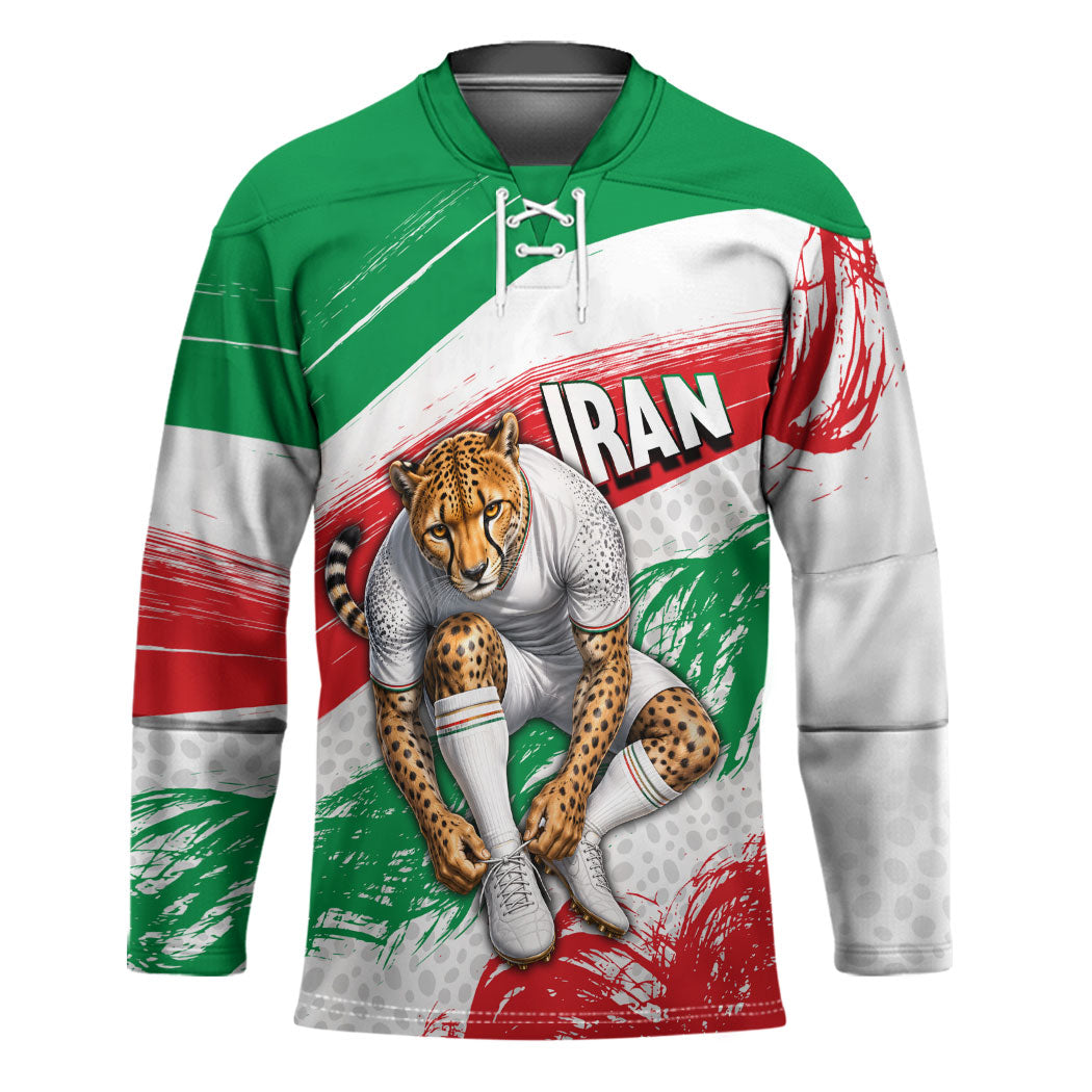 Personalized Iran Football Team Melli Hockey Jersey Iranian Cheetah Patriotic Flag
