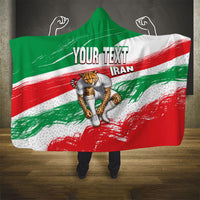 Personalized Iran Football Team Melli Hooded Blanket Iranian Cheetah Patriotic Flag
