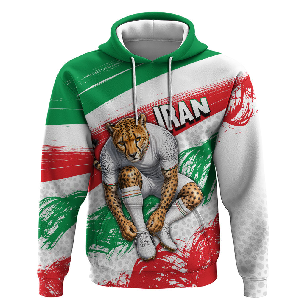 Personalized Iran Football Team Melli Hoodie Iranian Cheetah Patriotic Flag