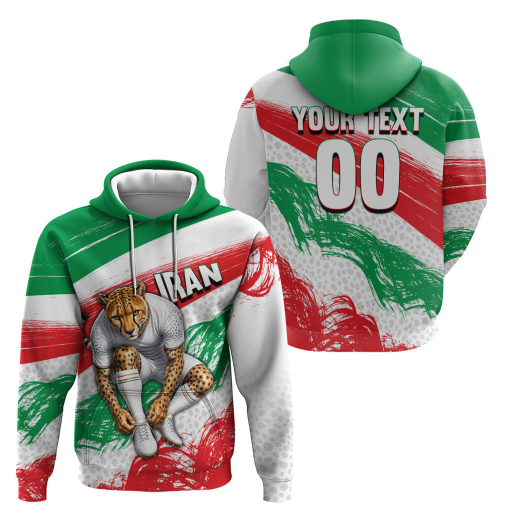 Personalized Iran Football Team Melli Hoodie Iranian Cheetah Patriotic Flag