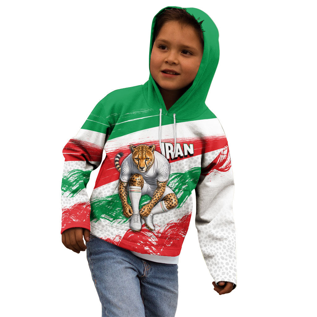 Personalized Iran Football Team Melli Kid Hoodie Iranian Cheetah Patriotic Flag