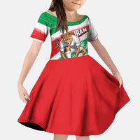 Personalized Iran Football Team Melli Kid Short Sleeve Dress Iranian Cheetah Patriotic Flag