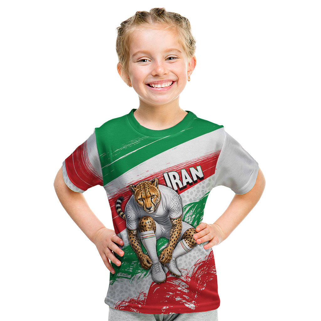 Personalized Iran Football Team Melli Kid T Shirt Iranian Cheetah Patriotic Flag