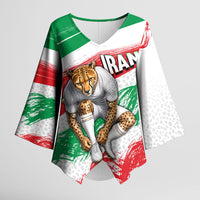 Personalized Iran Football Team Melli Kimono Sleeve Blouse Iranian Cheetah Patriotic Flag