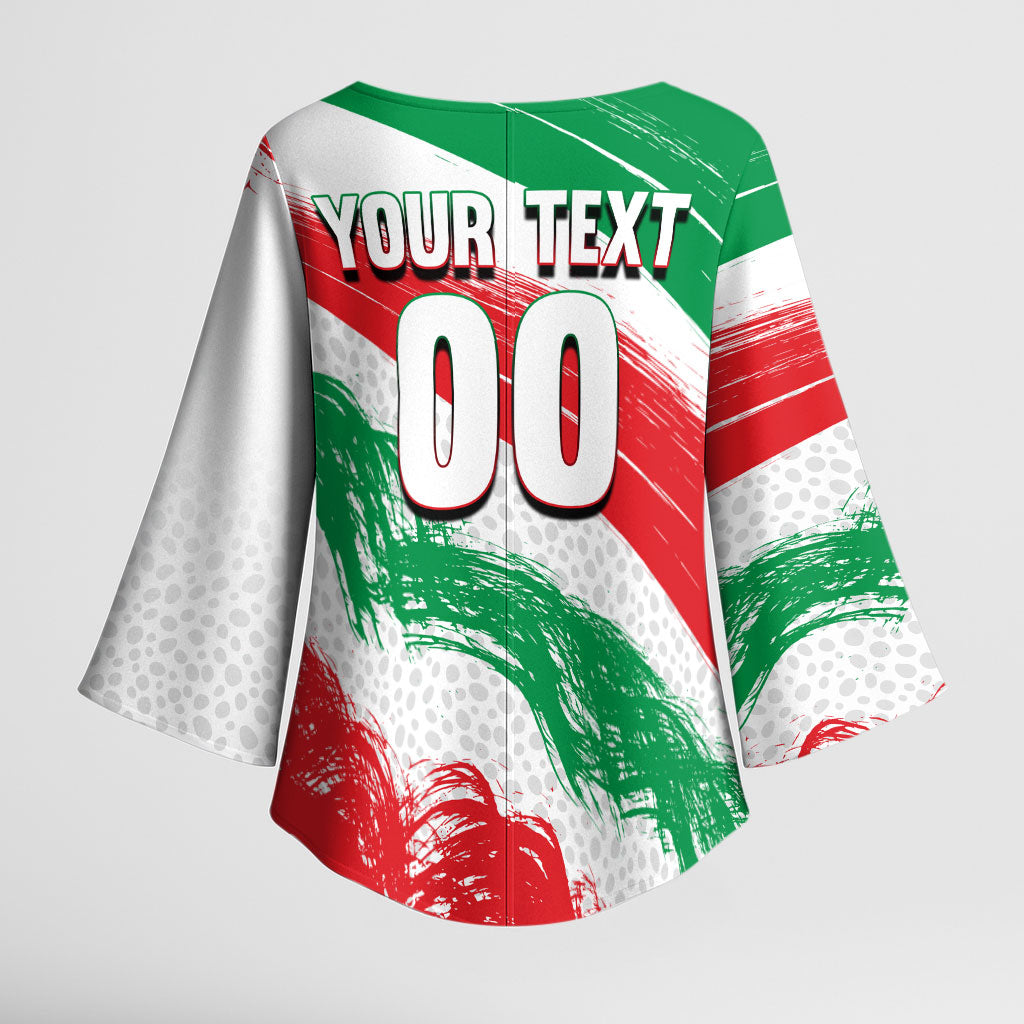 Personalized Iran Football Team Melli Kimono Sleeve Blouse Iranian Cheetah Patriotic Flag