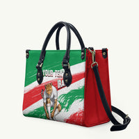 Personalized Iran Football Team Melli Leather Bag Iranian Cheetah Patriotic Flag