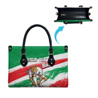 Personalized Iran Football Team Melli Leather Bag Iranian Cheetah Patriotic Flag