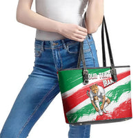 Personalized Iran Football Team Melli Leather Tote Bag Iranian Cheetah Patriotic Flag