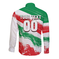 Personalized Iran Football Team Melli Long Sleeve Button Shirt Iranian Cheetah Patriotic Flag