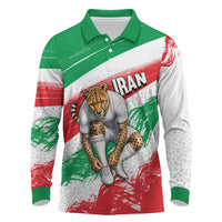 Personalized Iran Football Team Melli Long Sleeve Polo Shirt Iranian Cheetah Patriotic Flag
