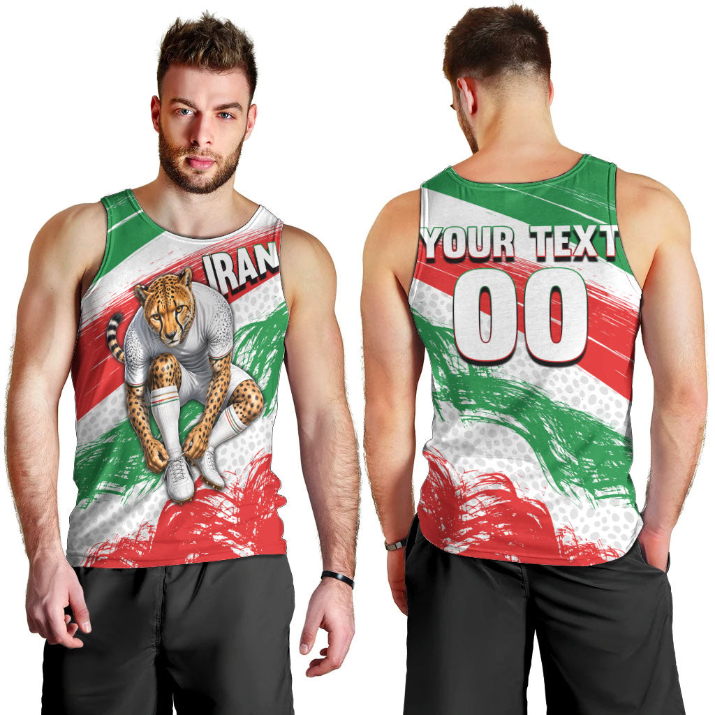 Personalized Iran Football Team Melli Men Tank Top Iranian Cheetah Patriotic Flag