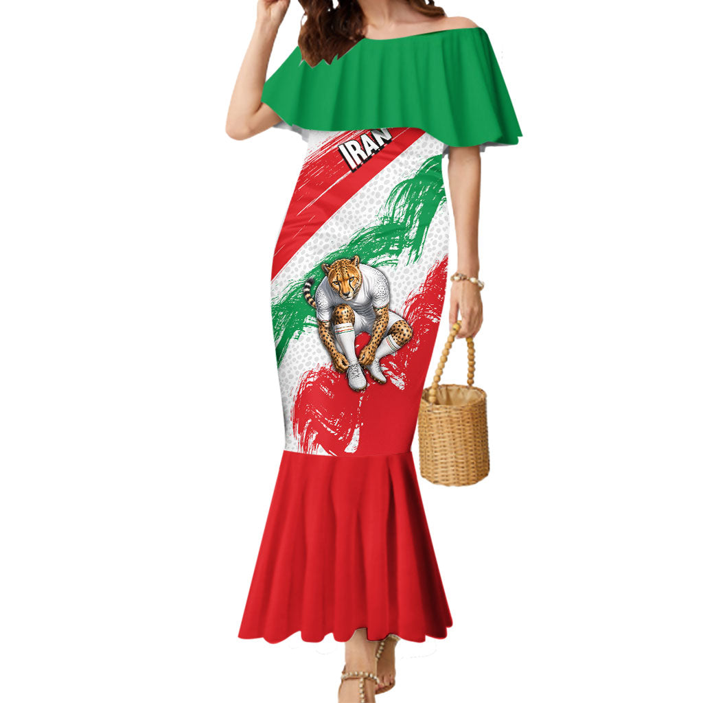 Personalized Iran Football Team Melli Mermaid Dress Iranian Cheetah Patriotic Flag