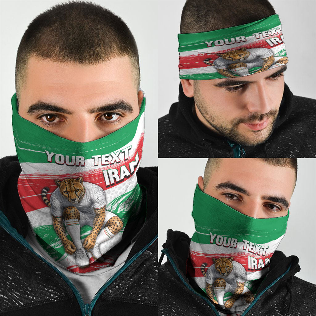 Personalized Iran Football Team Melli Neck Gaiter Iranian Cheetah Patriotic Flag