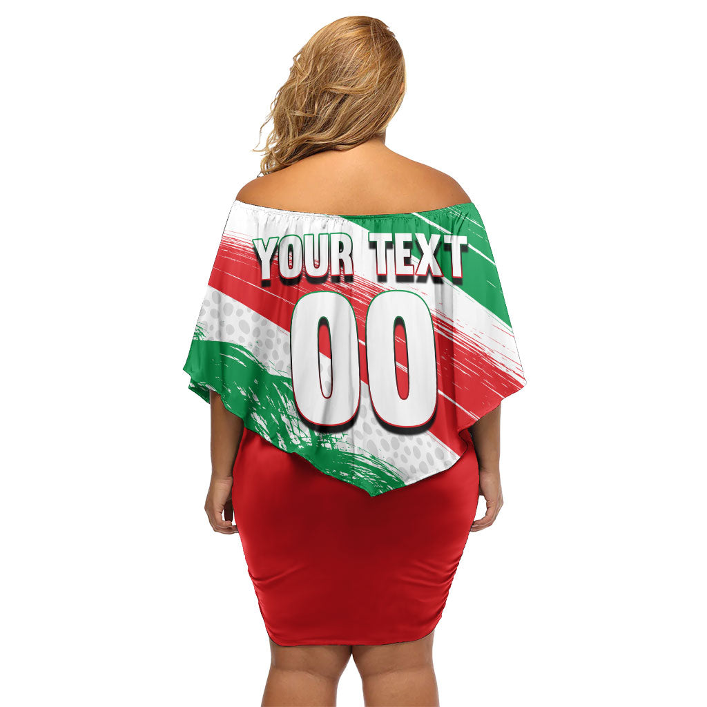 Personalized Iran Football Team Melli Off Shoulder Short Dress Iranian Cheetah Patriotic Flag
