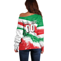 Personalized Iran Football Team Melli Off Shoulder Sweater Iranian Cheetah Patriotic Flag