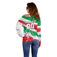 Personalized Iran Football Team Melli Off Shoulder Sweater Iranian Cheetah Patriotic Flag
