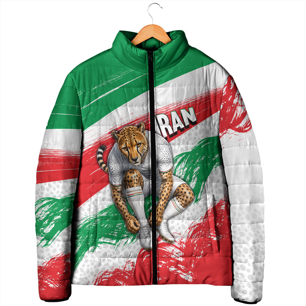 Personalized Iran Football Team Melli Padded Jacket Iranian Cheetah Patriotic Flag