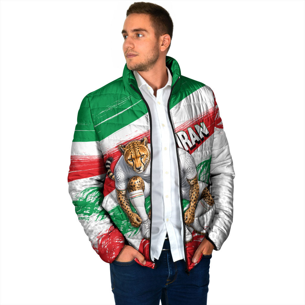 Personalized Iran Football Team Melli Padded Jacket Iranian Cheetah Patriotic Flag
