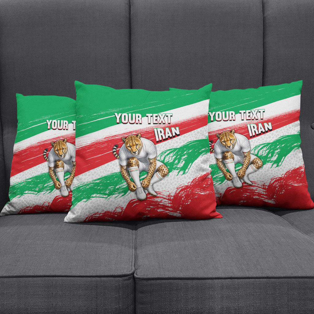 Personalized Iran Football Team Melli Pillow Cover Iranian Cheetah Patriotic Flag