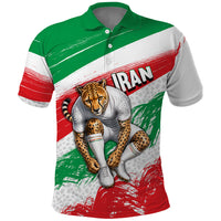 Personalized Iran Football Team Melli Polo Shirt Iranian Cheetah Patriotic Flag