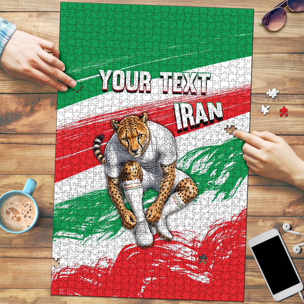 Personalized Iran Football Team Melli Puzzle Iranian Cheetah Patriotic Flag