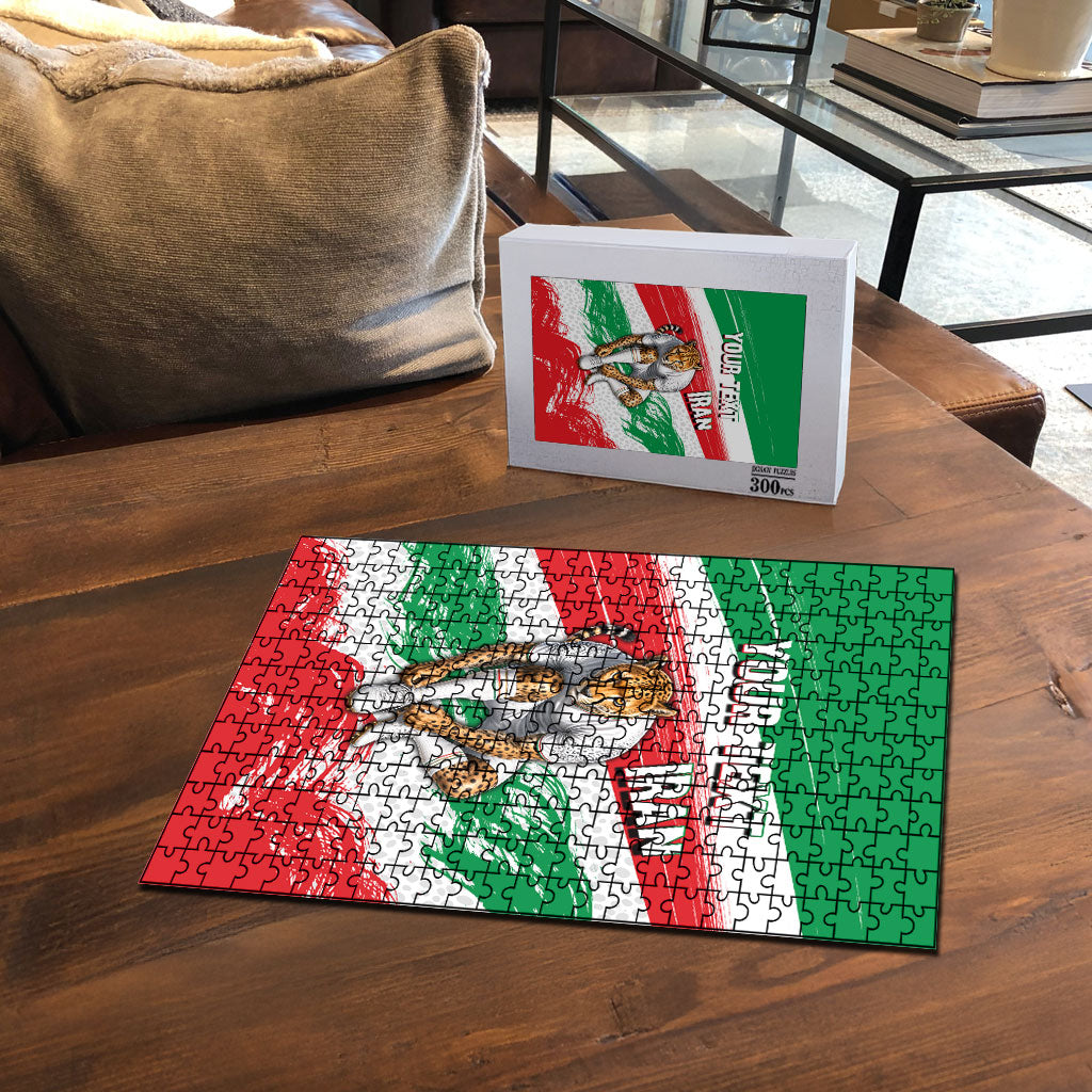 Personalized Iran Football Team Melli Puzzle Iranian Cheetah Patriotic Flag