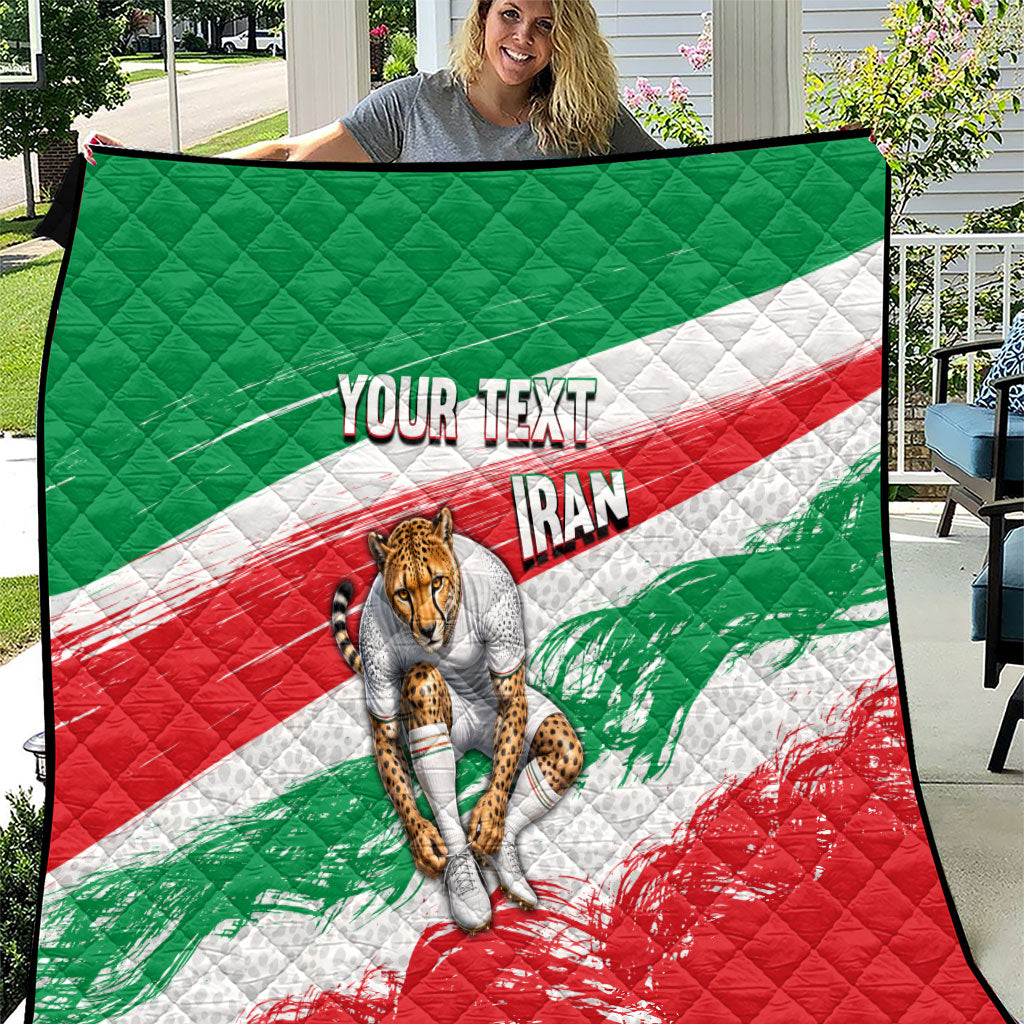 Personalized Iran Football Team Melli Quilt Iranian Cheetah Patriotic Flag