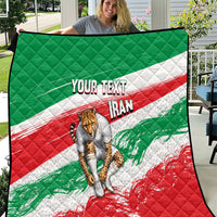 Personalized Iran Football Team Melli Quilt Iranian Cheetah Patriotic Flag