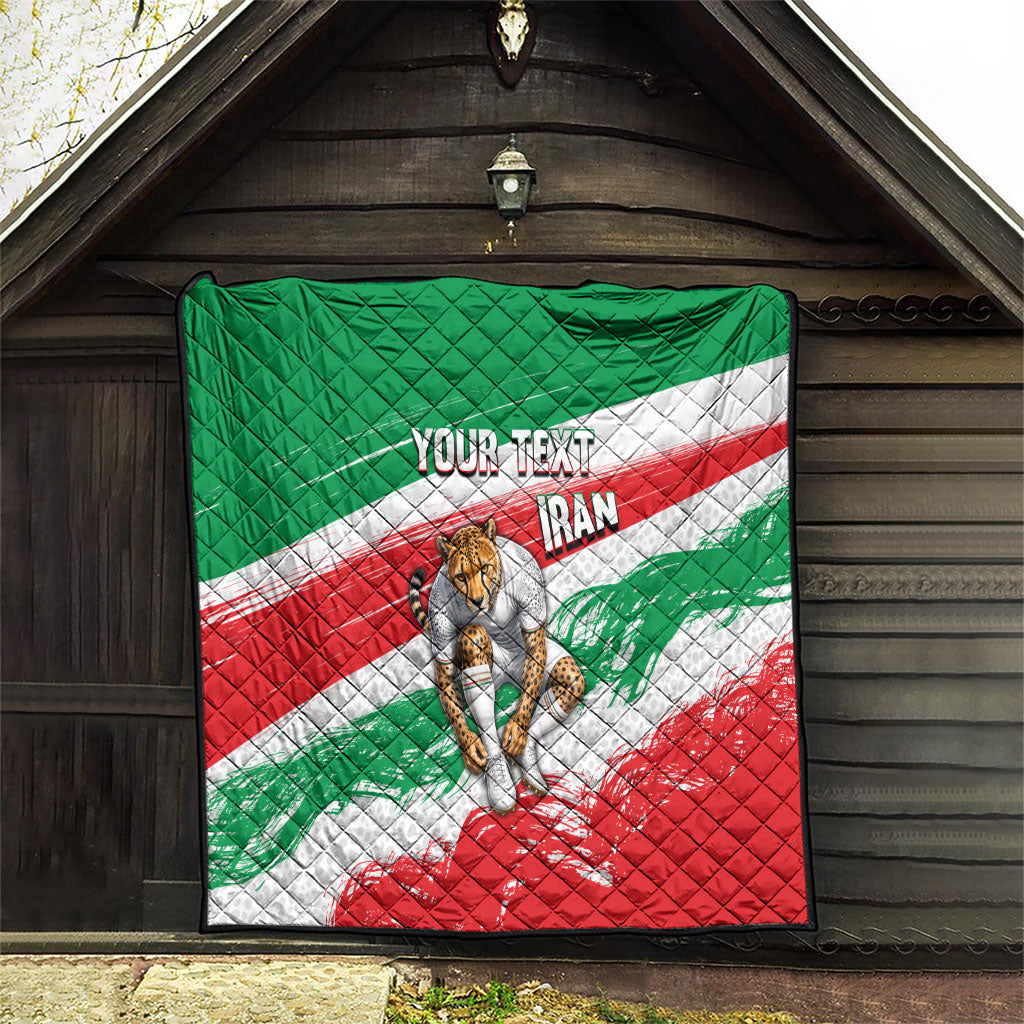 Personalized Iran Football Team Melli Quilt Iranian Cheetah Patriotic Flag
