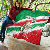 Personalized Iran Football Team Melli Quilt Iranian Cheetah Patriotic Flag