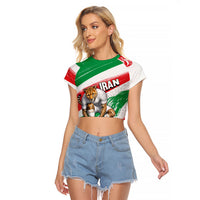 Personalized Iran Football Team Melli Raglan Cropped T Shirt Iranian Cheetah Patriotic Flag