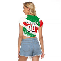 Personalized Iran Football Team Melli Raglan Cropped T Shirt Iranian Cheetah Patriotic Flag