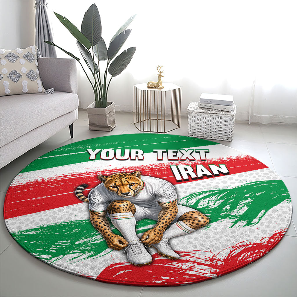 Personalized Iran Football Team Melli Round Carpet Iranian Cheetah Patriotic Flag