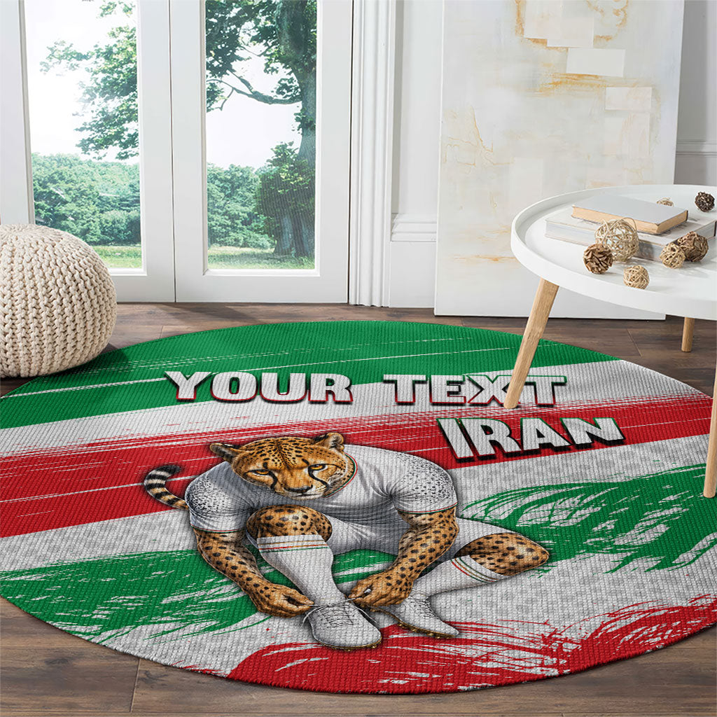 Personalized Iran Football Team Melli Round Carpet Iranian Cheetah Patriotic Flag