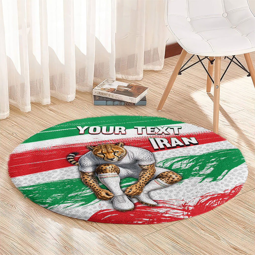 Personalized Iran Football Team Melli Round Carpet Iranian Cheetah Patriotic Flag