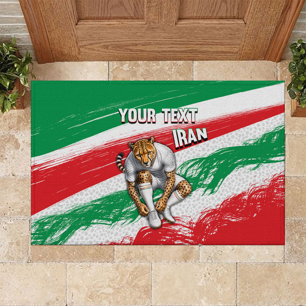 Personalized Iran Football Team Melli Rubber Doormat Iranian Cheetah Patriotic Flag