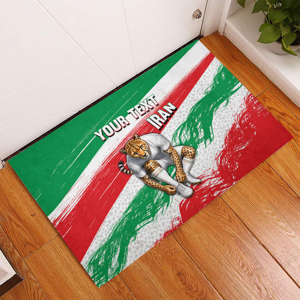 Personalized Iran Football Team Melli Rubber Doormat Iranian Cheetah Patriotic Flag