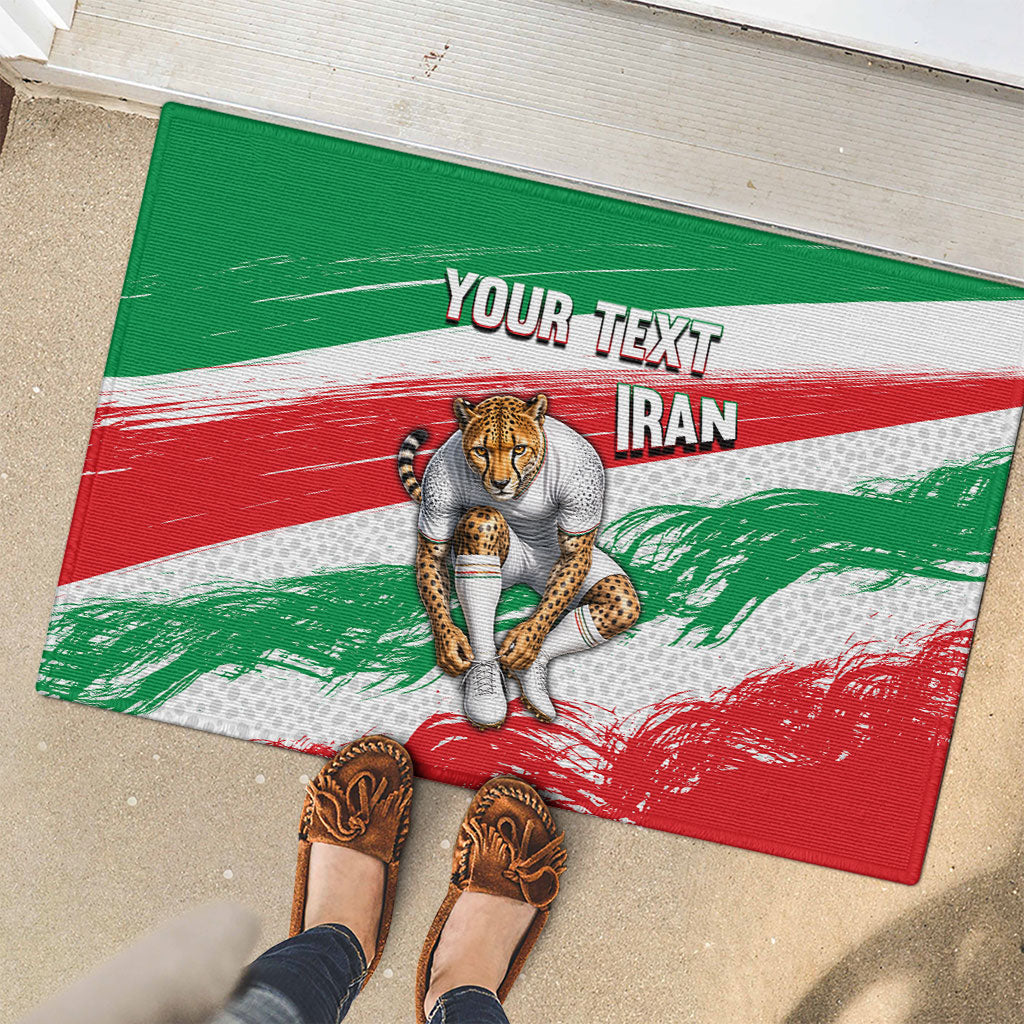 Personalized Iran Football Team Melli Rubber Doormat Iranian Cheetah Patriotic Flag