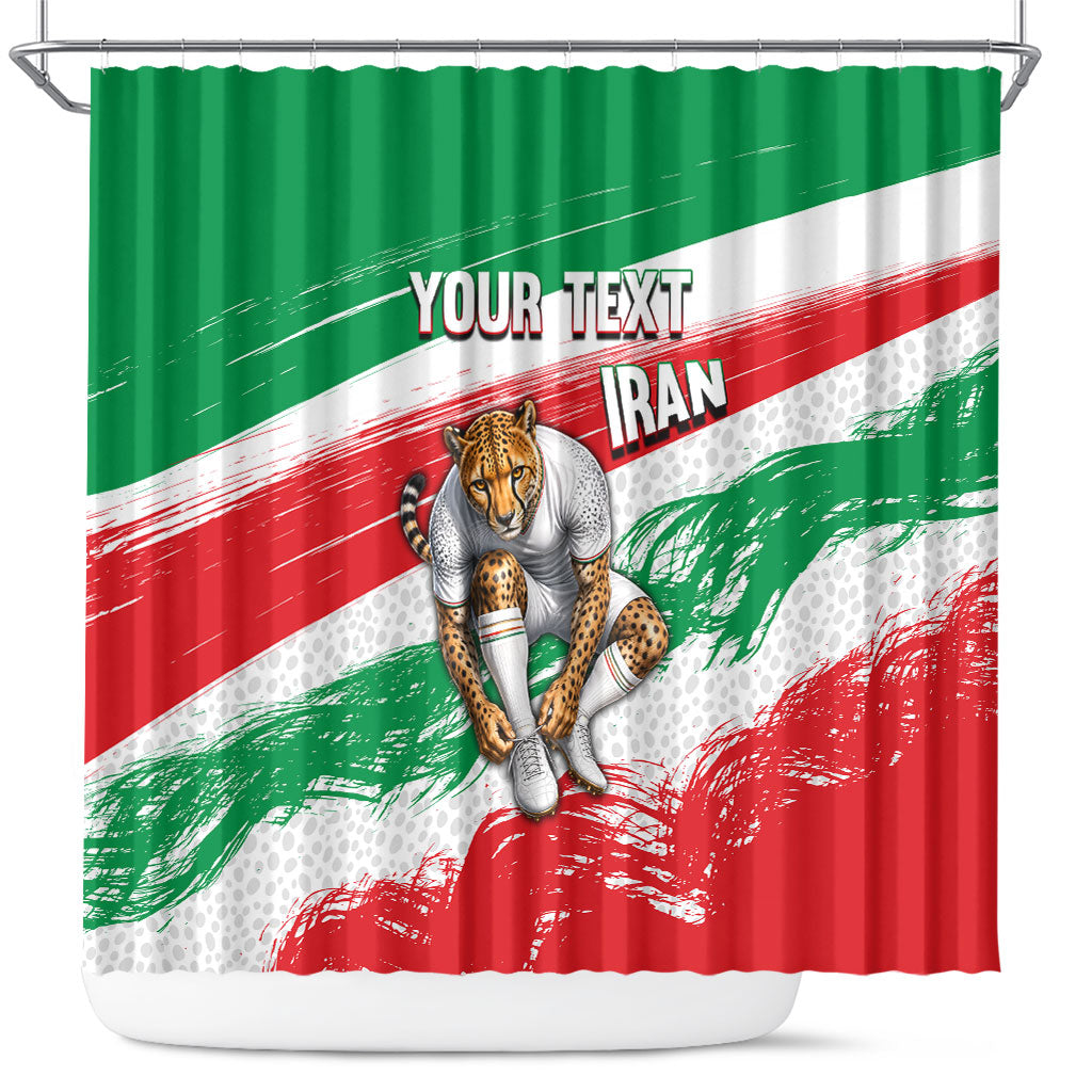 Personalized Iran Football Team Melli Shower Curtain Iranian Cheetah Patriotic Flag