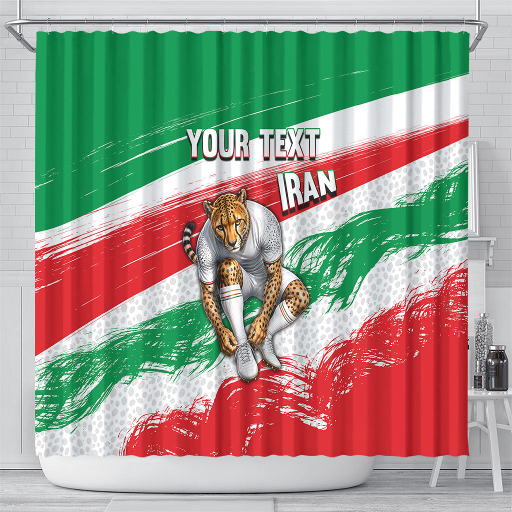 Personalized Iran Football Team Melli Shower Curtain Iranian Cheetah Patriotic Flag