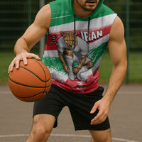 Personalized Iran Football Team Melli Sleeveless Hoodie Iranian Cheetah Patriotic Flag