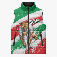 Personalized Iran Football Team Melli Sleeveless Puffer Jacket Iranian Cheetah Patriotic Flag