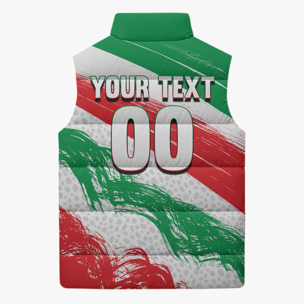 Personalized Iran Football Team Melli Sleeveless Puffer Jacket Iranian Cheetah Patriotic Flag