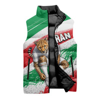 Personalized Iran Football Team Melli Sleeveless Puffer Jacket Iranian Cheetah Patriotic Flag