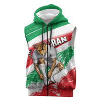 Personalized Iran Football Team Melli Sleeveless Zip Hoodie Iranian Cheetah Patriotic Flag