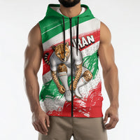 Personalized Iran Football Team Melli Sleeveless Zip Hoodie Iranian Cheetah Patriotic Flag