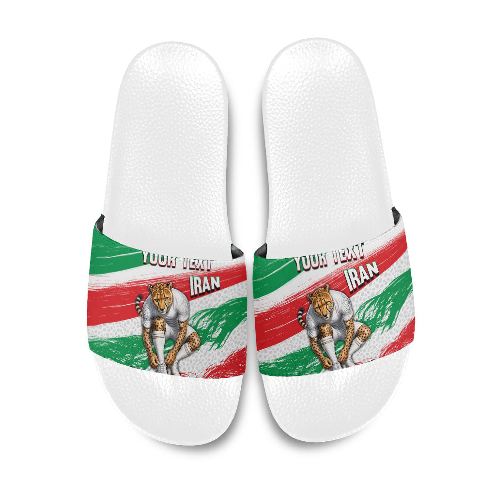 Personalized Iran Football Team Melli Slide Sandals Iranian Cheetah Patriotic Flag