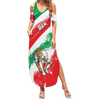 Personalized Iran Football Team Melli Summer Maxi Dress Iranian Cheetah Patriotic Flag